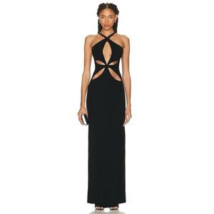 MONOT Cutout Halter Maxi Dress black US8